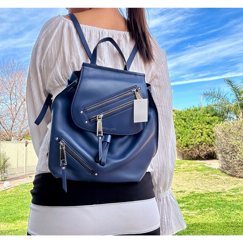 Marc Jacobs Navy Biker Backpack with Silver Accents